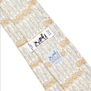 Hermès Cream Spring Pattern Silk Tie